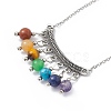 Natural Mixed Gemstone Beaded Curved Rectangle Pendant Necklace NJEW-P274-06-4