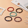 5Pcs 5 Style Natural & Synthetic Mixed Gemstone & Lampwork Evil Eye Beaded Stretch Bracelets Set for Women BJEW-TA00234-2