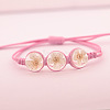 Transparent Glass Dried Flower Flat Round Beads Braided Bead Bracelets FS-WG4C602-01-1
