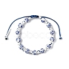 Handmade Flower Printed Porcelain Ceramic Braided Beaded Bracelets for Women BJEW-JB14194-3