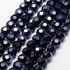 Full Plated Faceted(32 Facets) Round Electroplate Glass Strand Beads X-EGLA-J042-4mm-F01-1