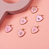 6Pcs 6 Styles Real 18K Gold Plated Brass Micro Pave Clear Cubic Zirconia Enamel Pendants ZIRC-SZ0001-36A-5