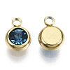 PVD Vacuum Plating 201 Stainless Steel Rhinestone Charms X-STAS-S068-09G-1