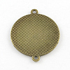 Tibetan Style Alloy Flat Round Cabochon Connector Settings TIBE-Q038-001F-AB-NR-2