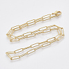 Brass Round Oval Paperclip Chain Necklace Making MAK-S072-04A-G-2