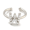 Rack Plating Brass Open Cuff Rings for Women RJEW-F162-01P-W-2