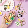 St. Patrick's Day Alloy Enamel & Faux Suede Tassel & Wood Keychains KEYC-YW00199-01-5