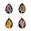 SUPERFINDINGS 4Pcs 4 Colors Natural Crackle Agate Pendants FIND-FH0006-56-1