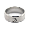 Non-Tarnish Ohm/Aum Yoga Theme Stainless Steel Plain Band Ring for Men Women CHAK-PW0001-003F-01-1