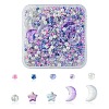 12Pcs 4 Style Moon & Star Transparent Spray Painted Glass Beads GLAA-FS0001-67-1