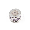Column Rack Plating Brass Cubic Zirconia European Beads KK-L236-08S-2