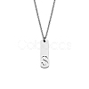 304 Stainless Steel Rectangle with Laser Cut Initial Pendant Necklaces FS-WG71FEF-23-1