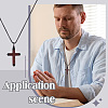 2Pcs Cross Stainless Steel & Wood Pendant Necklaces for Men NJEW-UN0001-82-5