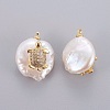 Natural Cultured Freshwater Pearl Pendants PEAR-J004-30G-2