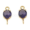 Brass Pave Cubic Zirconia Flat Round Connector Charms KK-P347-01G-04-2