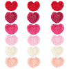 18Pcs 6 Colors Heart Handmade Crochet Cotton Appliques AJEW-FG0002-47-1