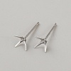 Rhomdium Plated 925 Sterling Silver Stud Earring Findings STER-WH0009-15C-P-1