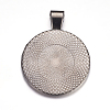 Flat Round Alloy Pendant Cabochon Settings PALLOY-A15654-B-NF-2