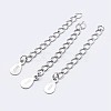 925 Sterling Silver End with Extender Chains and Teardrop Charms STER-F036-26S-40mm-1