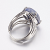 Natural Sodalite Wide Band Finger Rings X-RJEW-K224-A11-2