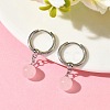 Natuarl Rose Quartz Round Hoop Earrings EJEW-JE06593-02-1