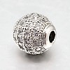 Round Brass Micro Pave Cubic Zirconia Beads X-ZIRC-N016-01P-8mm-2