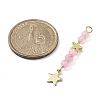 3Pcs 3 Styles Natural Rose Quartz Faceted Round Beaded Pendants PALLOY-JF03604-03-3
