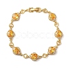 Heart & Oval Brass Micro Pave Cubic Zirconia Link Chain Bracelets for Women BJEW-A163-03G-03-4