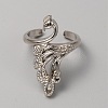 Alloy Peacock Cuff Ring Settings for Rhinestone RJEW-WH0001-21P-1
