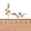 Brass Pave Colorful Cubic Zirconia Connector Charms CU-CBA4579-09G-A-2