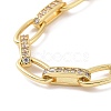 Clear Cubic Zirconia Oval Link Chain Bracelet BJEW-E015-01G-2