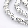 Half Plated Faceted Rondelle Electroplate Clear Glass Beads Strands GLAA-A024C-HP05-1