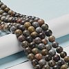 Round Natural Dendritic Jasper Beads Strands G-I176-06-8mm-01-4
