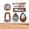 Walnut Wood & Transparent Resin & Gold Foil Pendants WD-CBA583A-25-3