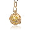 Golden Tone Brass Hollow Round Cage Pendants KK-J216-10G-2