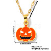 304 Stainless Steel Enamel Halloween Pumpkin Pendant Dapped Chain Necklaces BZ8585-3