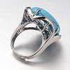 Adjustable Oval Brass Synthetic Turquoise Wide Band Rings RJEW-L062-03G-3