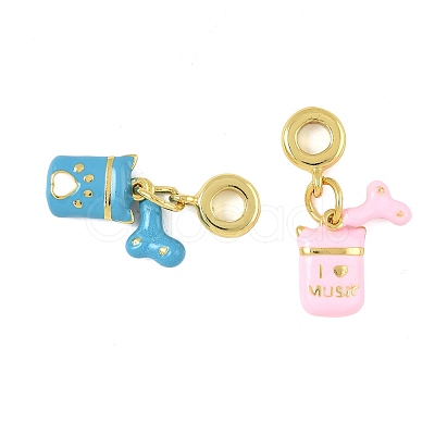 2Pcs 2 Colors Brass Enamel European Dangle Charms KK-FS0001-82-1