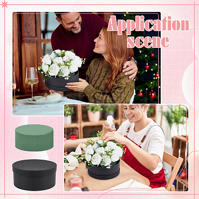 1Pc Round Cardboard Paper Storage Boxes with 1Pc Phenolic Plastic Flower Craft Foam CON-PH0003-42-1