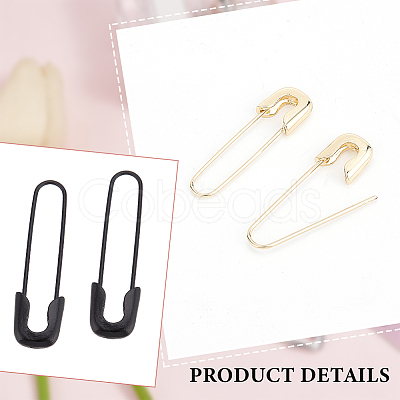 ANATTASOUL 4 Pairs 4 Colors Exquisite Alloy Safety Pin Shape Hoop Earrings for Women EJEW-AN0001-87-1