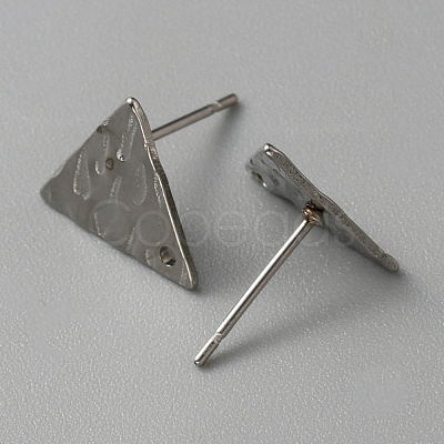 304 Stainless Steel Textured Geometric Stud Earring Findings with Hole STAS-WH0027-54H-1