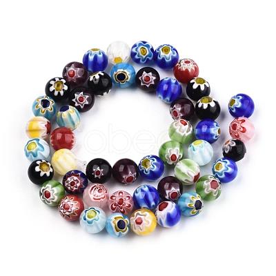 Handmade Millefiori Glass Round Bead Strands LAMP-J038-10mm-M-1