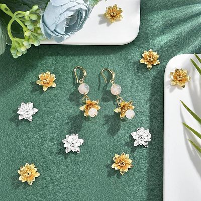 48Pcs 2 Colors 3D Brass Bead Caps KK-FH0002-42-1