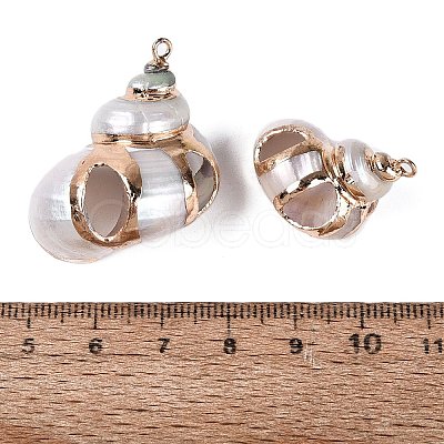 Electroplated Golden Brass Edged Natural Spiral Shell Pendants SSHEL-Q101-04-1