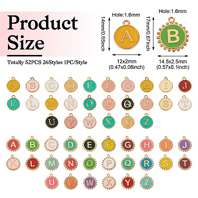 52Pcs 2 Styles Alloy Enamel Pendants FIND-TA0008-50-1