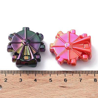 UV Plating Rainbow Iridescent Acrylic Beads X-OACR-A029-15-1