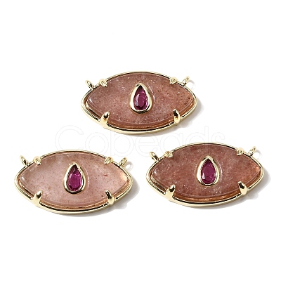 Natural Strawberry Quartz Pendants KK-C255-22G-03-1