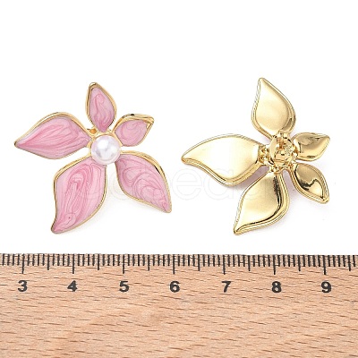 304 Stainless Steel Enamel & ABS Plastic Pearl Stud Earrings for Women SA-CBA2696-28G-01-1