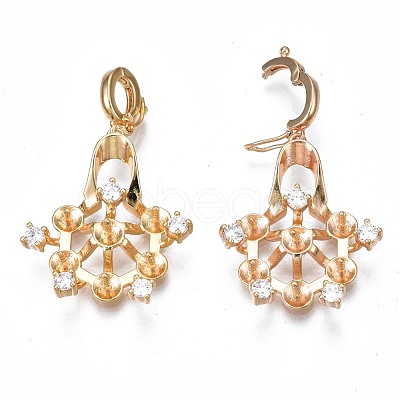 Brass Micro Pave Clear Cubic Zirconia Peg Bails Pendants KK-N232-231-1