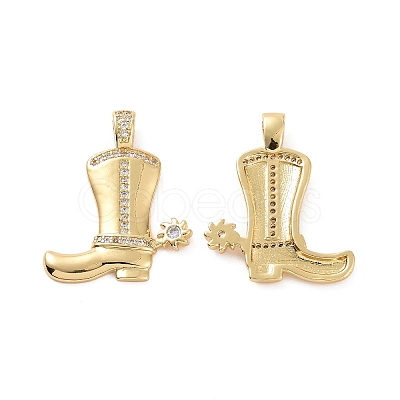 Rack Plating Brass Micro Pave Cubic Zirconia Pendants KK-C008-30G-1
